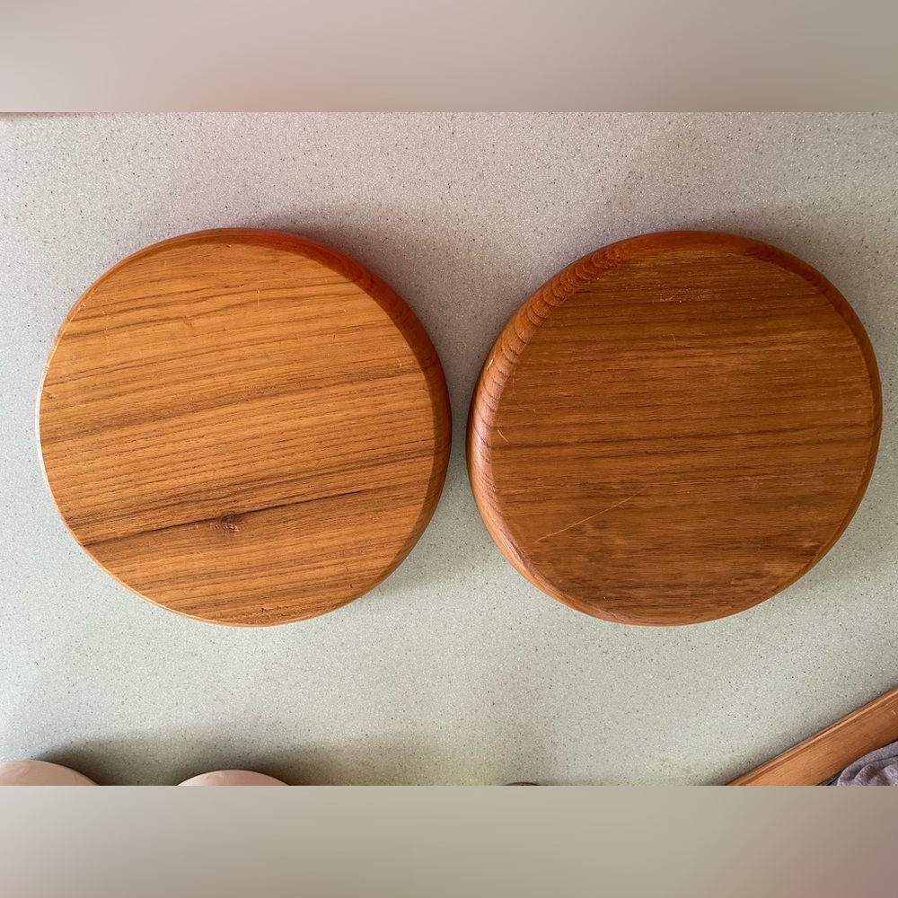 Vintage Mid-Century Modern Teak Wooden Snack & Dip Bowls - Set of 2 - Picture 5 of 7